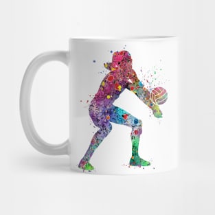 Volleyball Girl Watercolor Painting Art Print Sports Gifts Mug